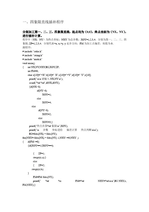 直线及圆弧插补程序--逐点比较法1
