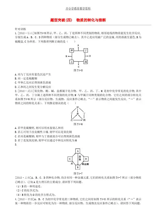 2019年中考化学复习题型突破四物质的转化与推断练习