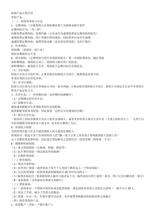 保险产品分类介绍 2