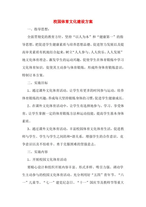 校园体育文化建设方案