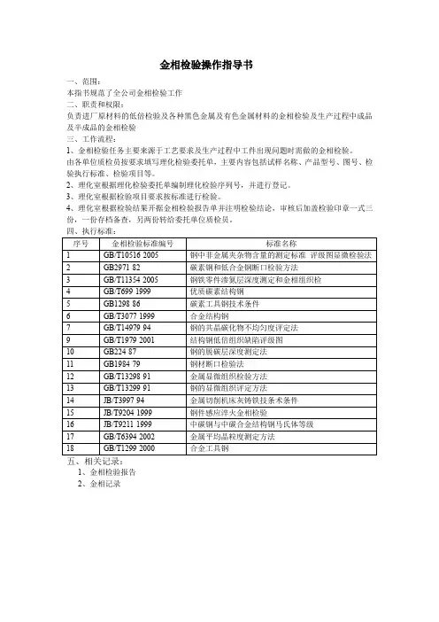金相检验操作指导书