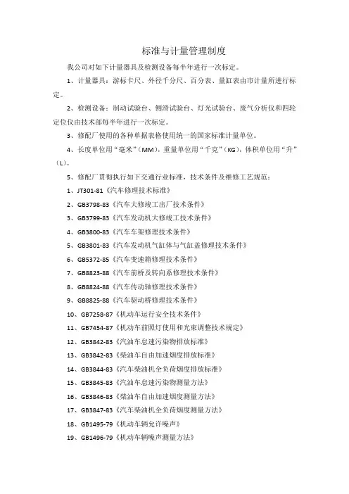 标准与计量管理制度