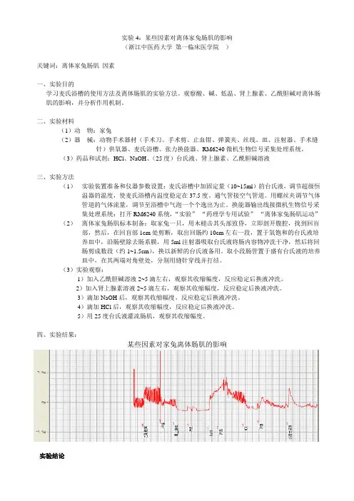 【报告】实验4：某些因素对离体家兔肠肌的影响