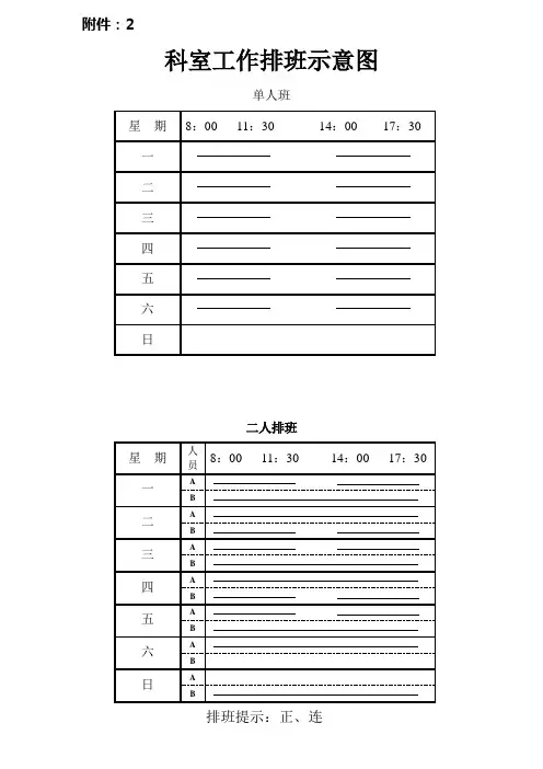 科室工作排班图表