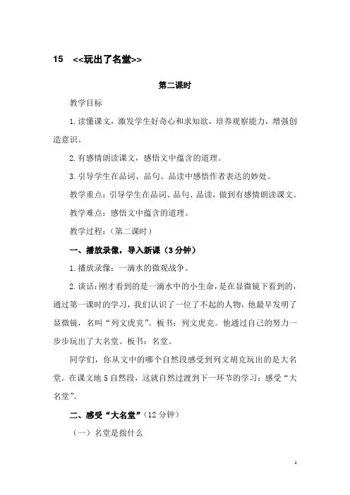 玩出了名堂(公开课)教学设计 - 副本