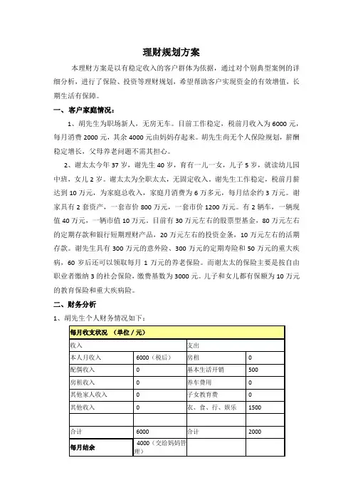 理财规划方案