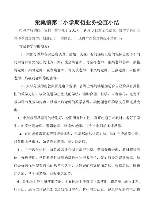 小学教案检查小结