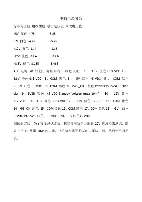 标准电压值 电线颜色 最小电压值 最大电压值
