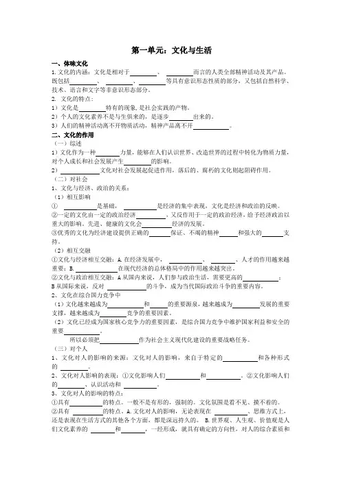 文化生活知识点填空