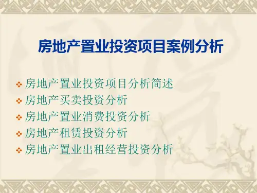 房地产置业投资项目案例分析