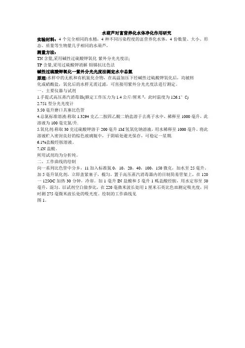 水葫芦对富营养化水体净化作用研究