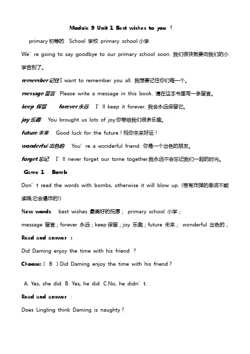 Module9 Unit1 Best wishes to you 教案