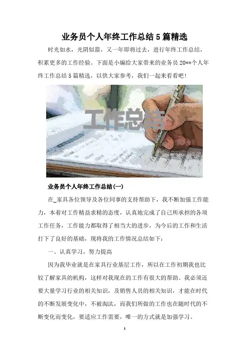 业务员个人年终工作总结5篇精选