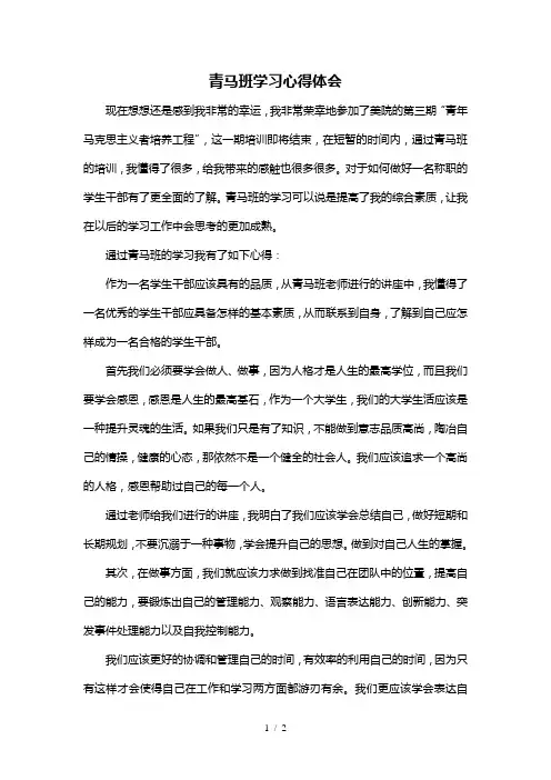 青马班心得