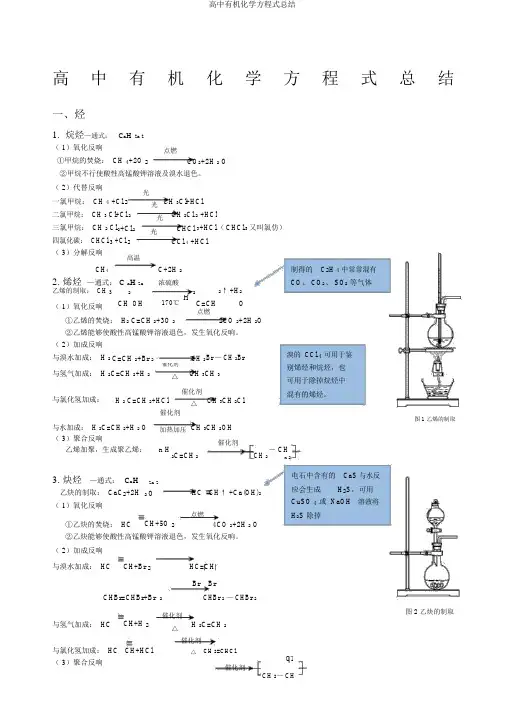 高中有机化学方程式总结