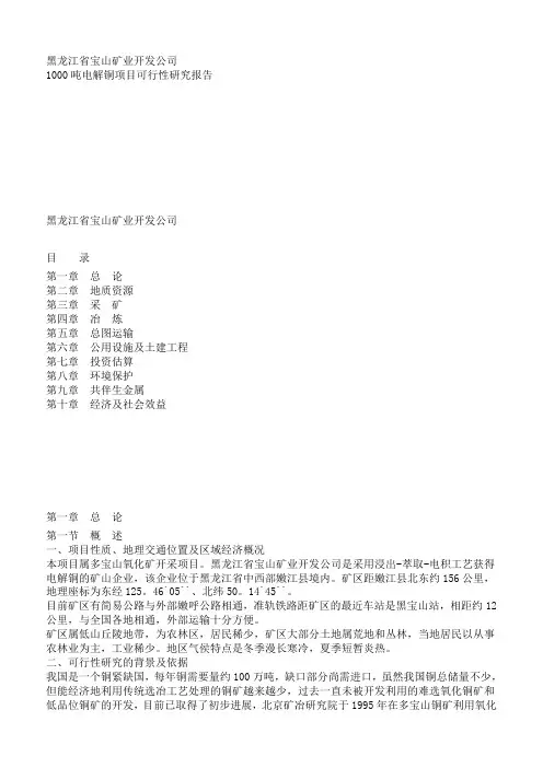 2020年电解铜项目可行性研究报告