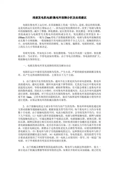 浅谈发电机电刷-集电环故障分析及处理建议