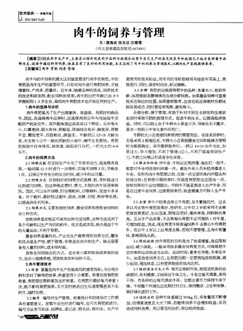 肉牛的饲养与管理