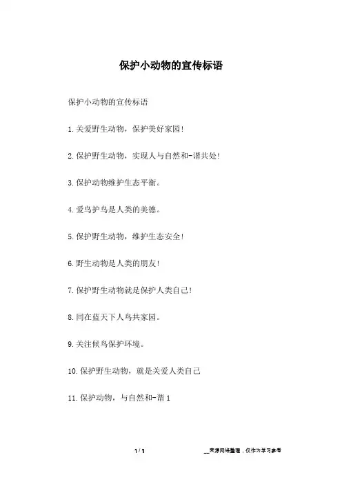 保护小动物的宣传标语_1