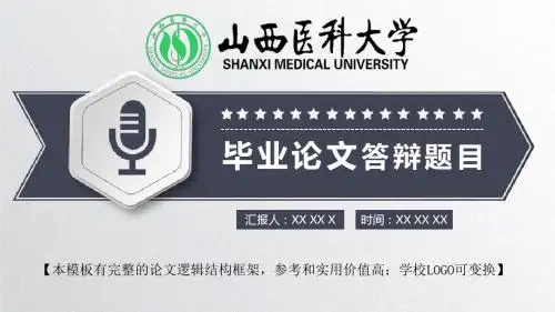 山西医科大学 论文答辩开题报告精美框架式PPT模板