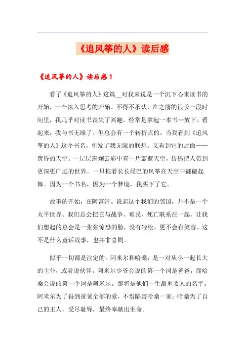 《追风筝的人》读后感