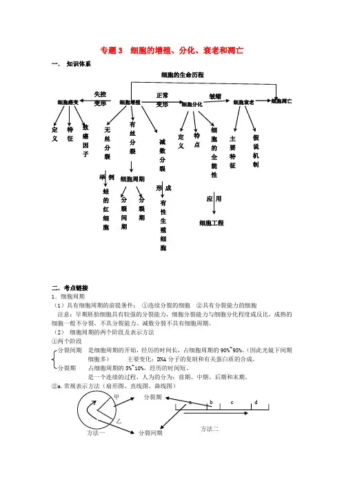 高中生物二轮复习 细胞的增殖分化衰老与凋亡学案