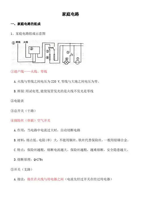 中考复习《家庭电路》知识点、考点归纳复习总结