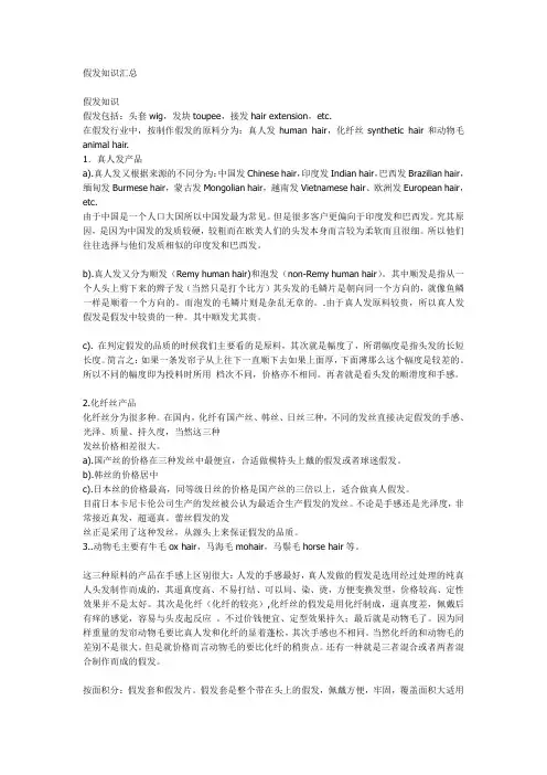 假发外贸平知识2016..