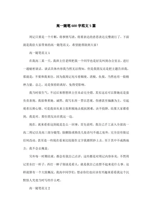 高一随笔600字范文5篇