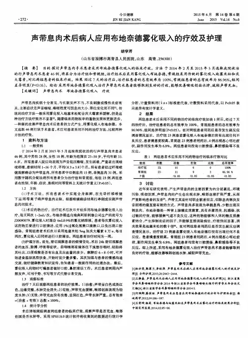 声带息肉术后病人应用布地奈德雾化吸入的疗效及护理