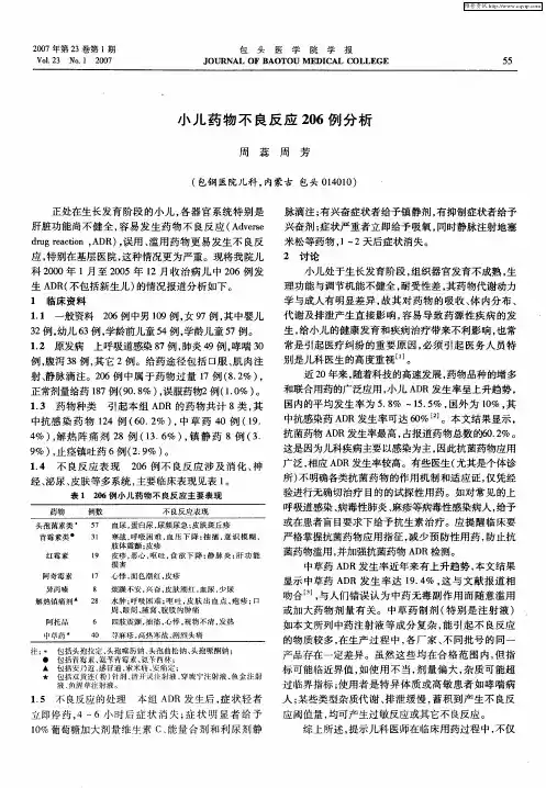 小儿药物不良反应206例分析