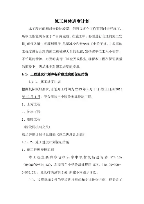 水利工程施工进度计划【范本模板】