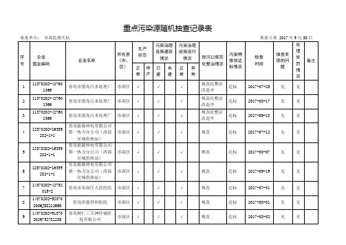 重点污染源随机抽查记录表