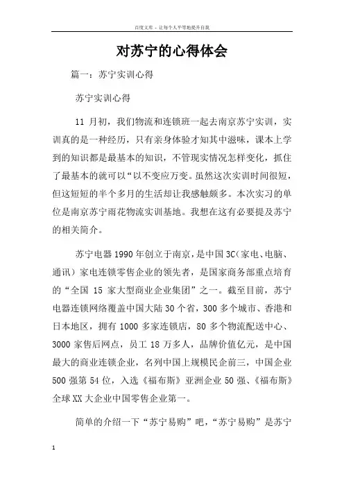 对苏宁的心得体会