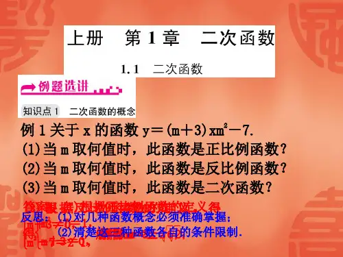 浙教版九年级数学上册课件：1.1二次函数