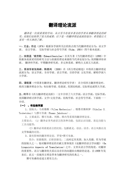 翻译理论流派