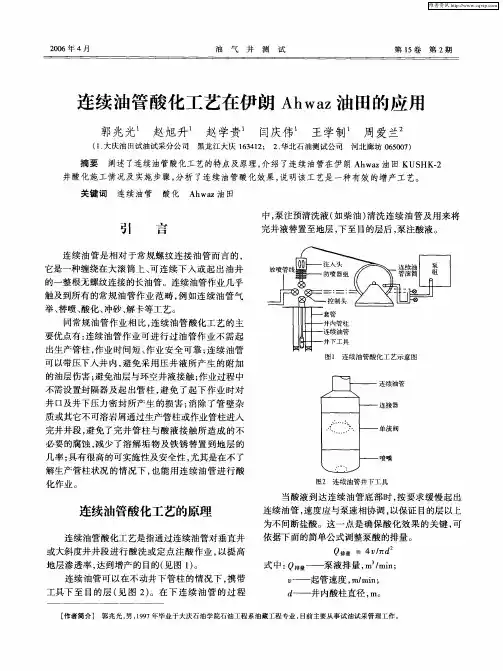 连续油管酸化工艺在伊朗Ahwaz油田的应用