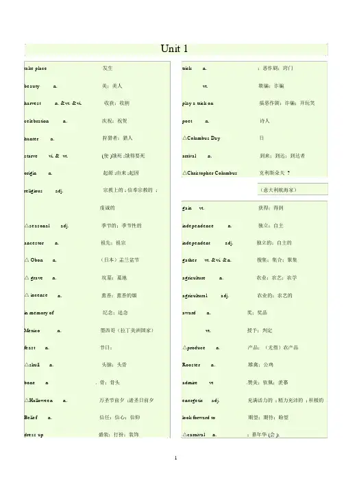 高一英语必修三单词表 2
