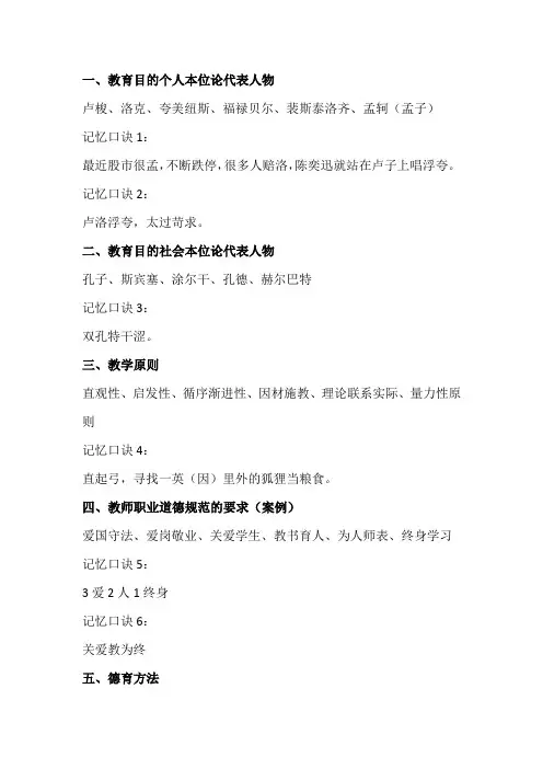 教师资格证重点知识