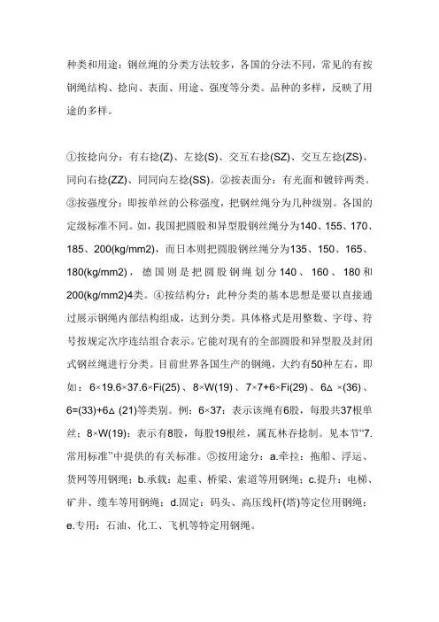 钢丝绳规格