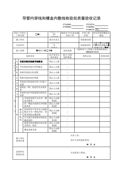 导管内穿线和槽盒内敷线检验批质量验收记录(最新版)
