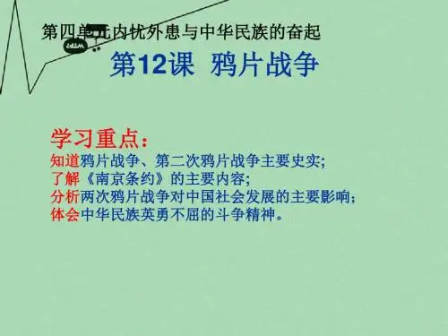山东省2015年高中历史 第12课 鸦片战争课件10 岳麓版必修1
