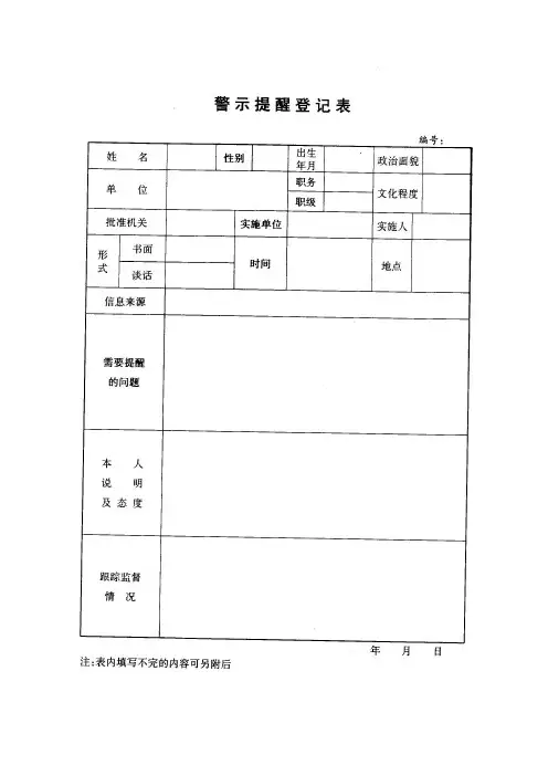 警示训诫记录表