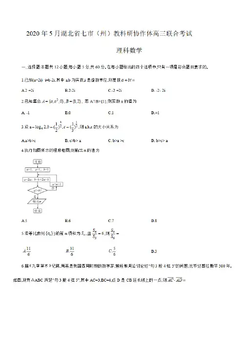 2020年5月湖北省七市(州)教科研协作体高三联合考试理科数学(附答案)