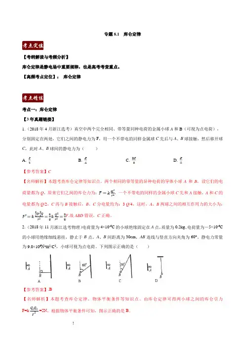 高考物理- 库仑定律(解析版)