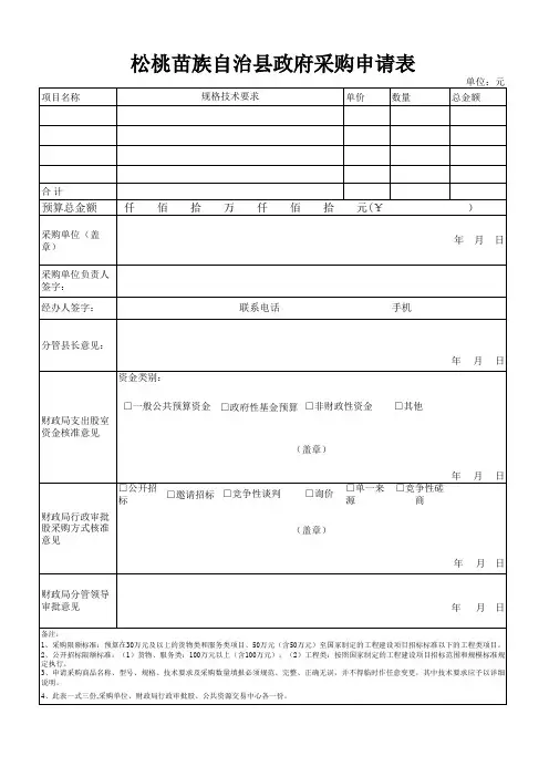 政府采购申报表