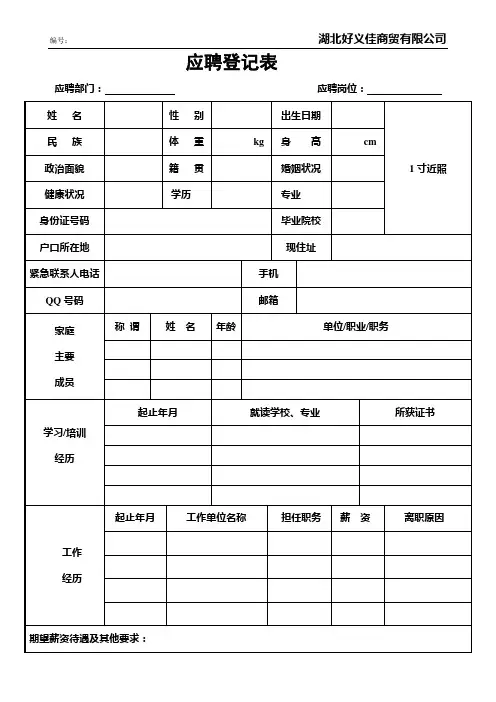 新员工应聘登记表-1