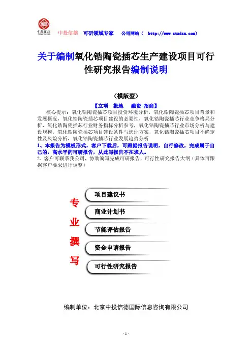 关于编制氧化锆陶瓷插芯生产建设项目可行性研究报告编制说明