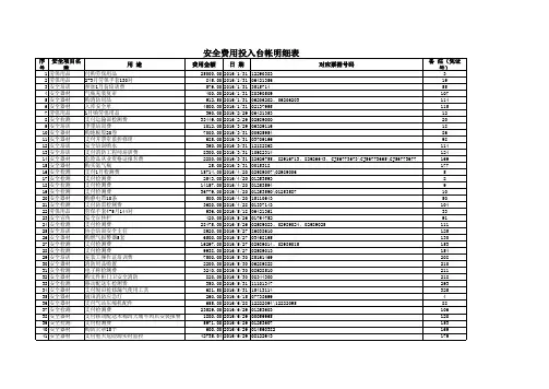 安全费用投入台帐明细表