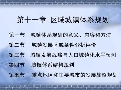第 10 章 区域城镇体系规划